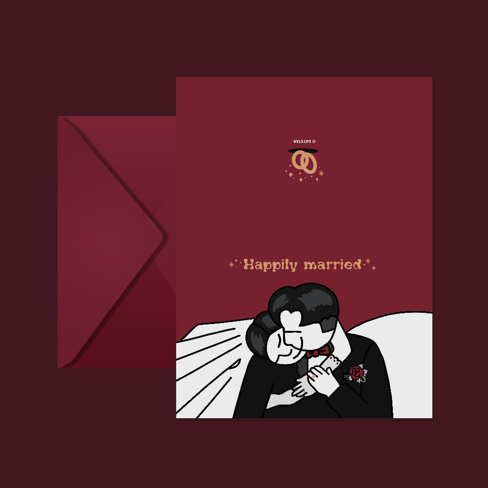 행복한 결혼생활 금박 일러스트 카드+봉투